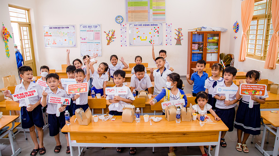 Học sinh trong chương trình hỗ trợ dinh dưỡng tại Trà Vinh