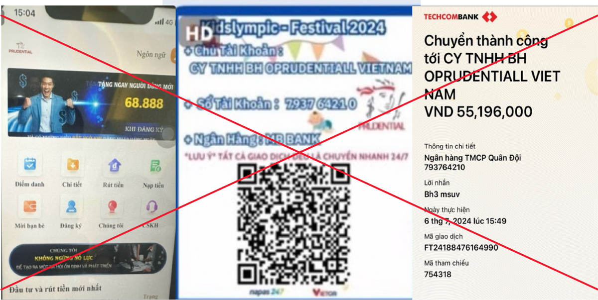 Ứng dụng và tài khoản giả mạo Prudential